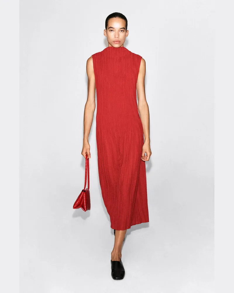 COS Ärmelloses Maxikleid Aus Jacquard Mit Falten Rot