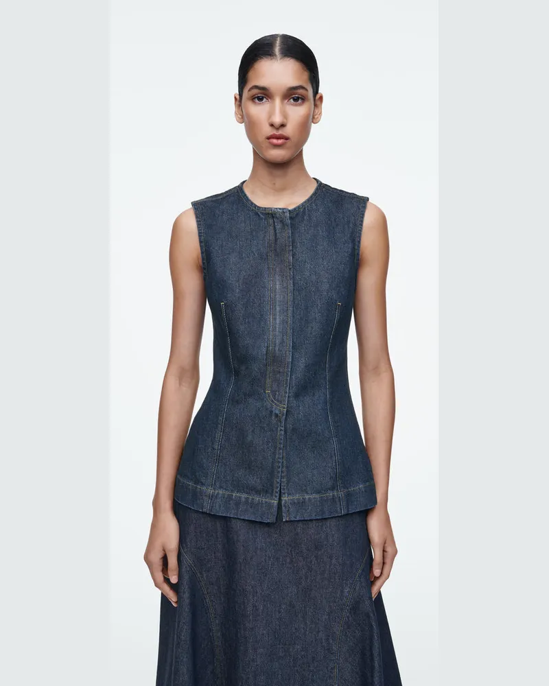 COS Ärmelloses Denim-Top Blau