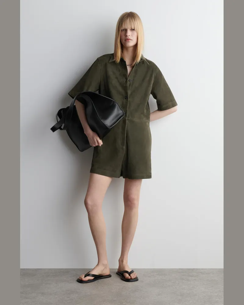 COS Playsuit Aus Veloursleder Grün