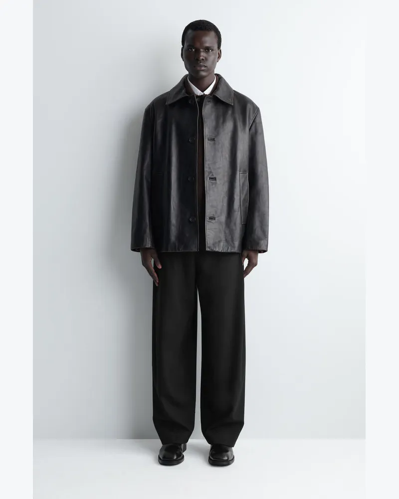 COS Wollhose Mit Weitem Bein Und Falten Schwarz