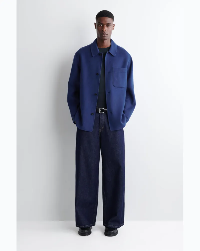 COS Doubleface-Hemdjacke Aus Wolle Blau