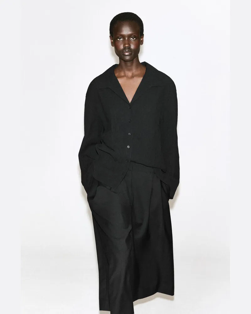 COS Hemd Aus Jersey In Knitteroptik Schwarz