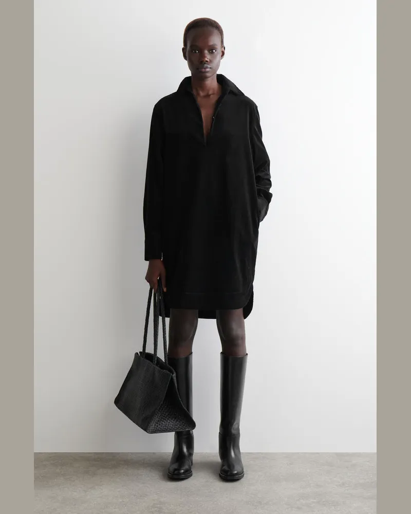 COS Kurzes Hemdkleid Aus Cord Schwarz