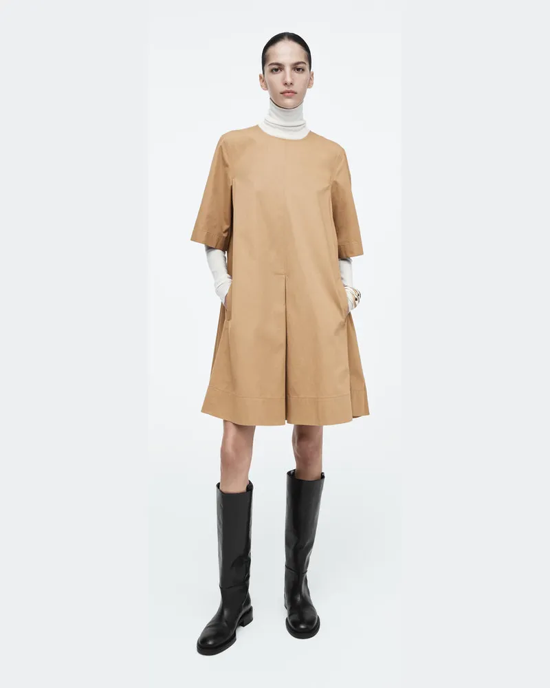 COS Minikleid Aus Baumwolle Mit Falten Beige