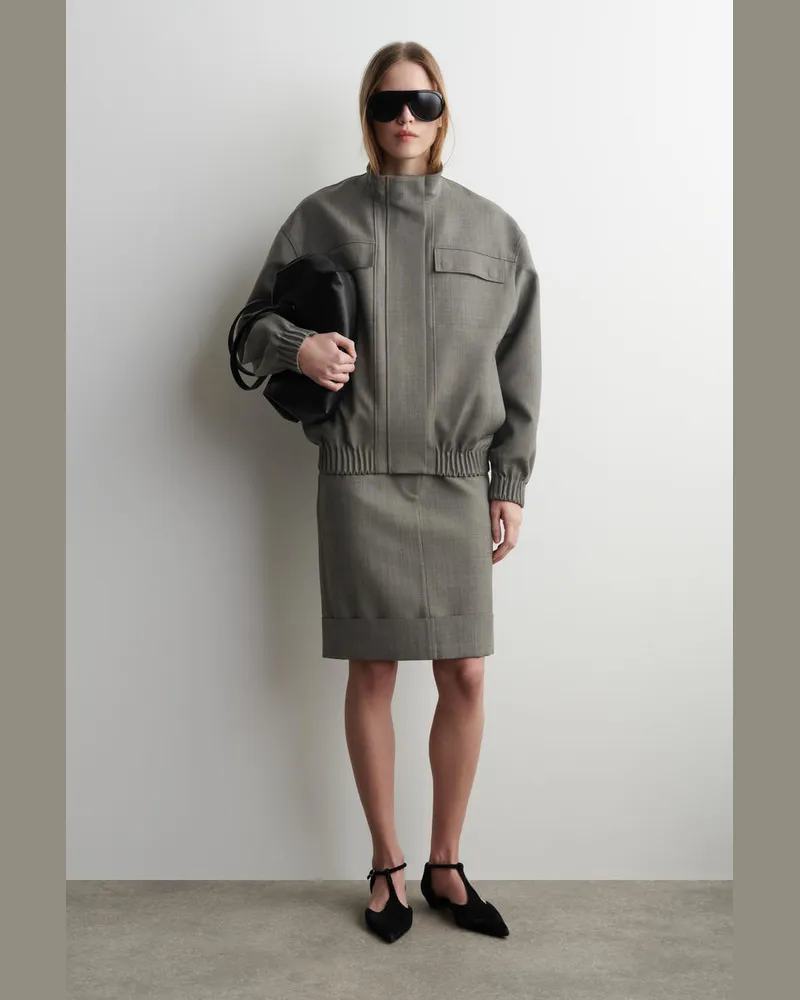 COS Bomberjacke Aus Wollmischung Mit Stehkragen Beige