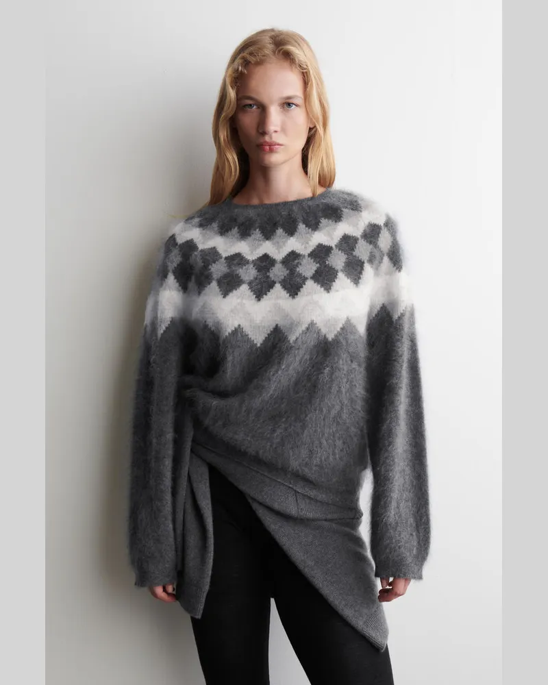 COS Kaschmirpullover Mit Fair-Isle-Muster Grau