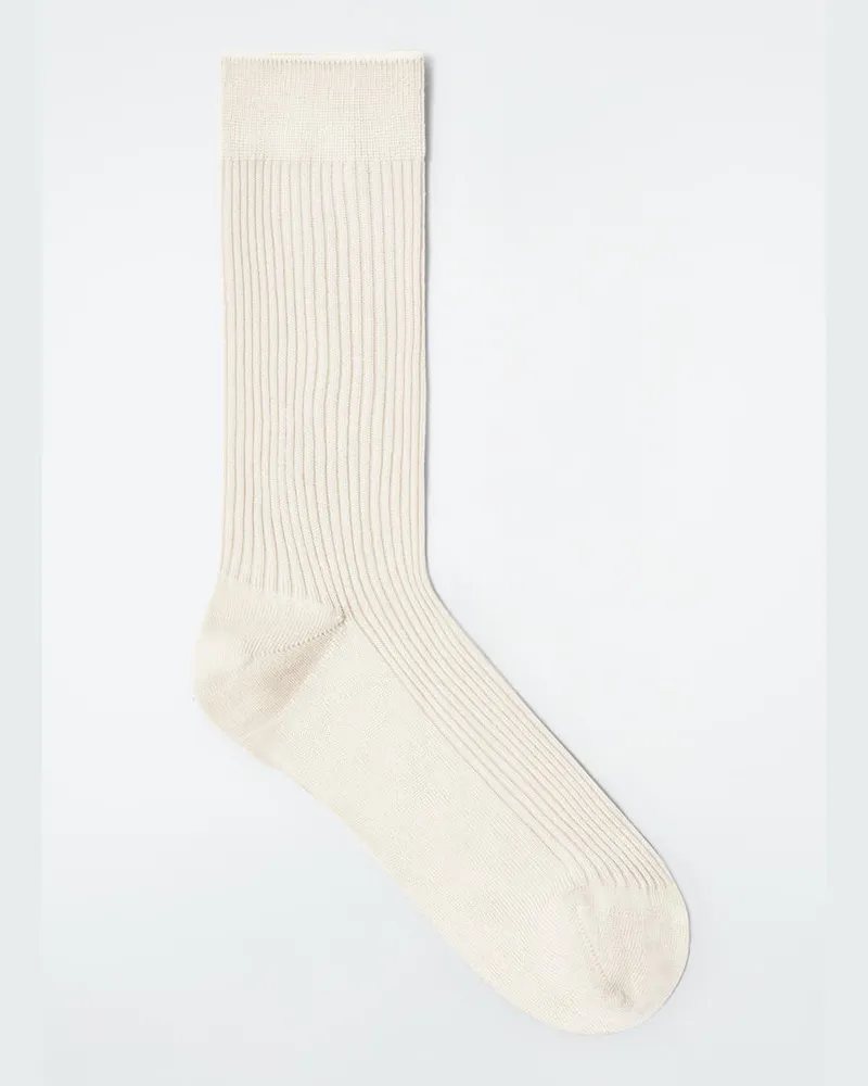 COS Gerippte Socken Aus Seide Weiß