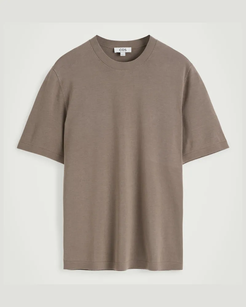 COS Strick-T-Shirt Aus Baumwolle Beige