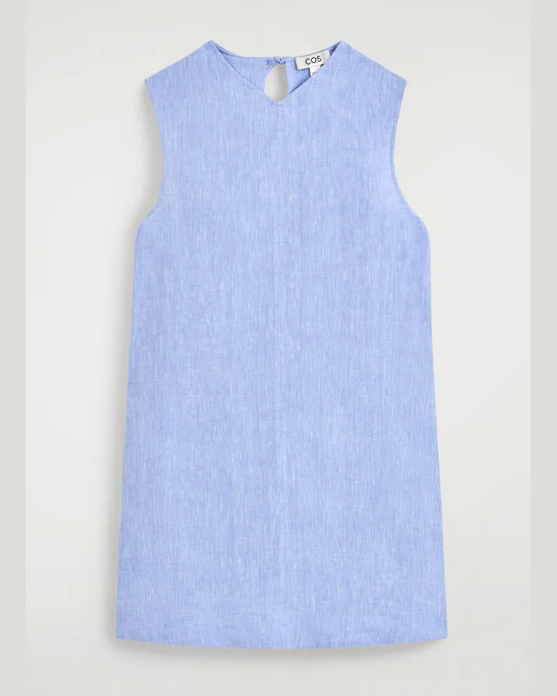 COS V-Neck Open-Back Linen Mini Dress Blau