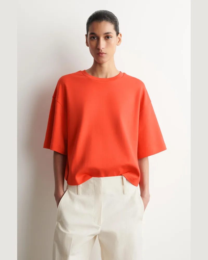 COS Kastenförmiges Oversized-T-Shirt Aus Baumwolle Orange