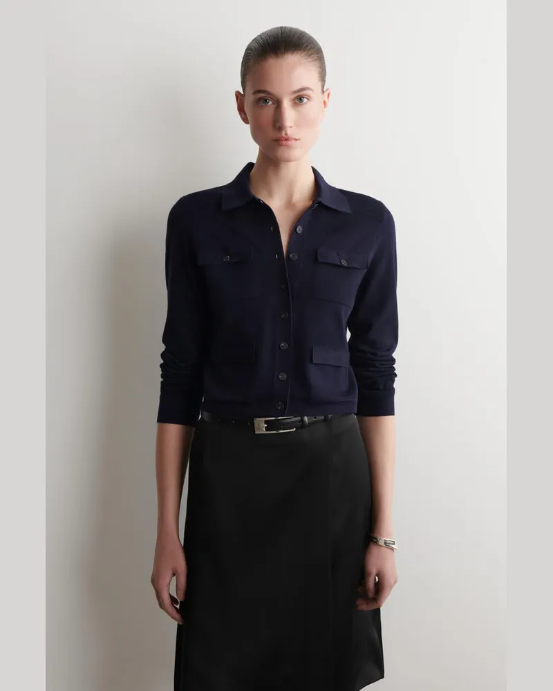 COS Strickjacke Aus Baumwollstrick Mit Taschendetails Blau