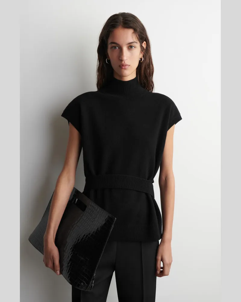 COS Wollpullunder Mit Gürtel Und Kragen Schwarz