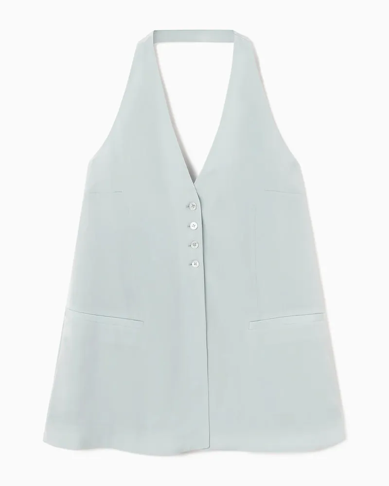 COS Langes Neckholder-Oberteil In Westen-Optik Blau