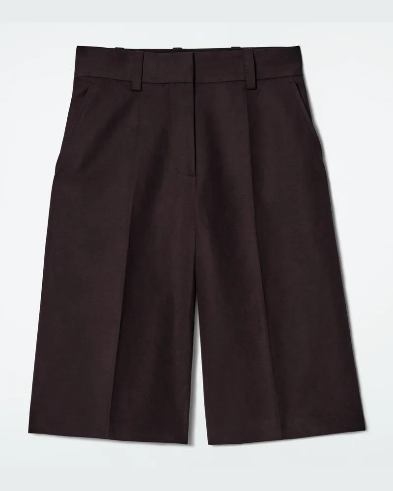 COS Lange Elegante Shorts Aus Leinen-Mix Braun