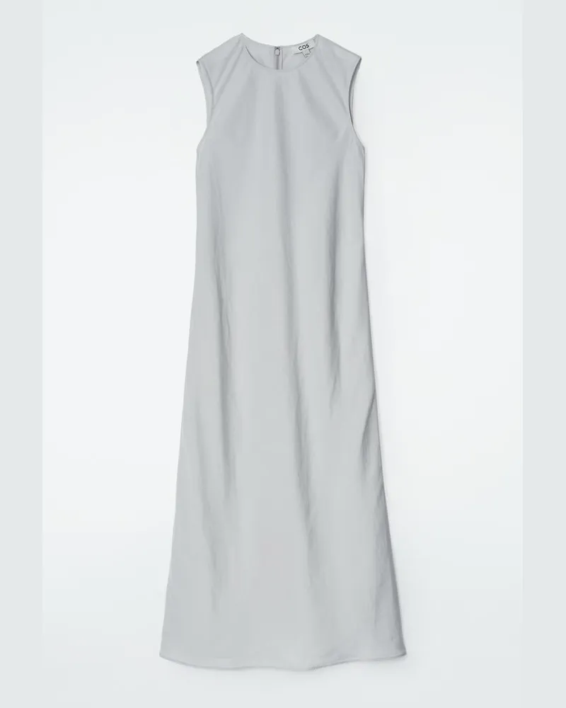 COS Schräg Geschnittenes Midikleid Aus Leinen-Mix Blau