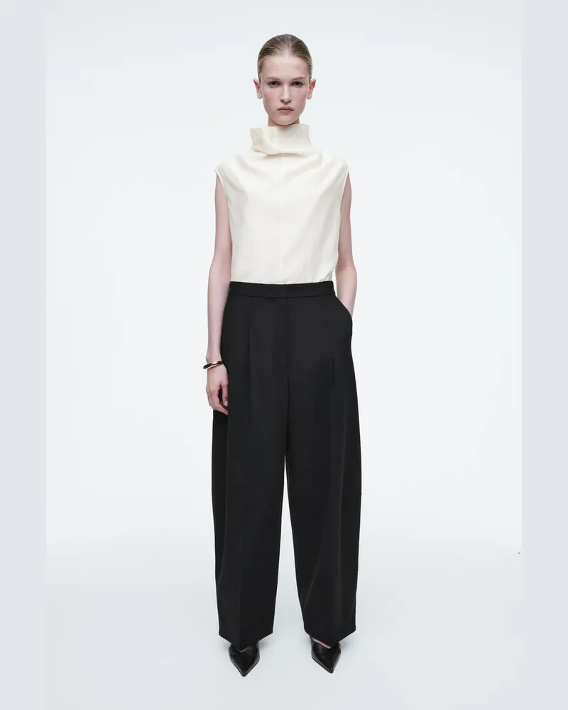 COS Hose Aus Woll-Mix Mit Weitem Bein Schwarz