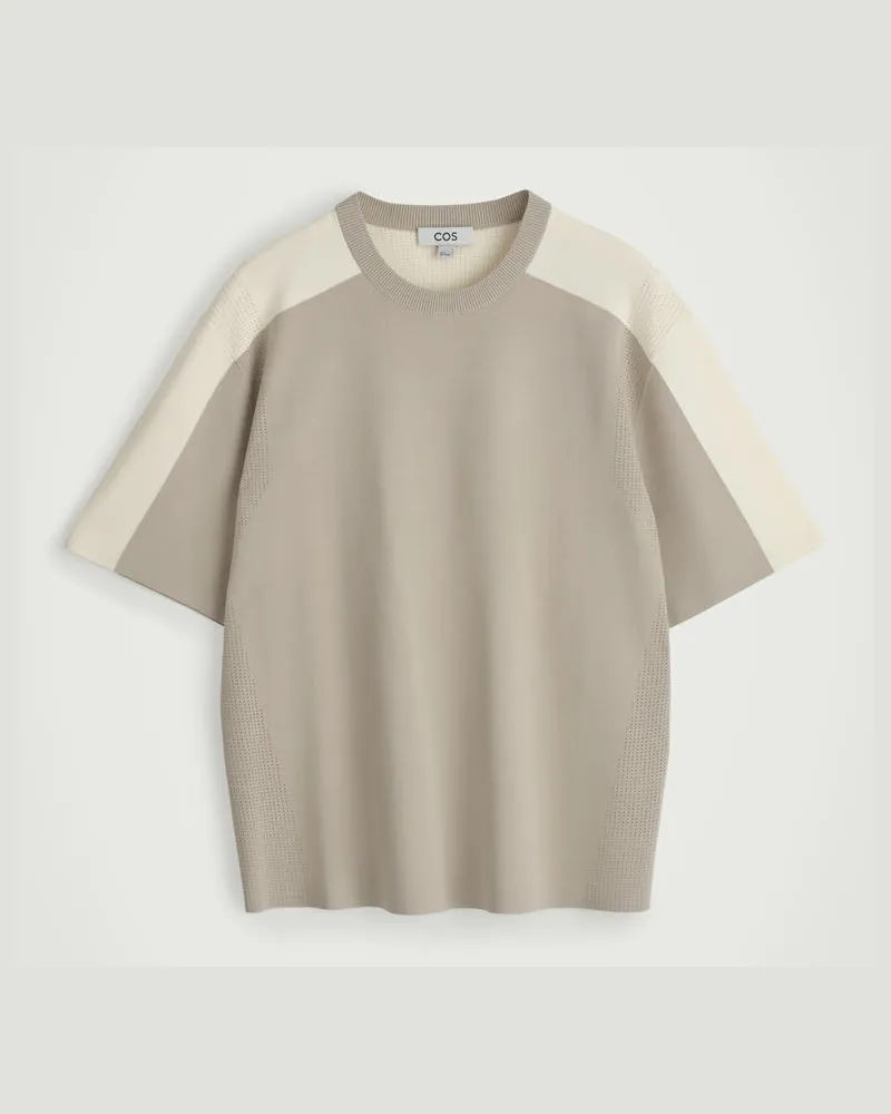 COS Strick-T-Shirt Mit Mesh-Einsätzen Beige