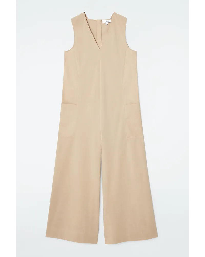 Cos Oversized-Jumpsuit Mit V-Ausschnitt Beige