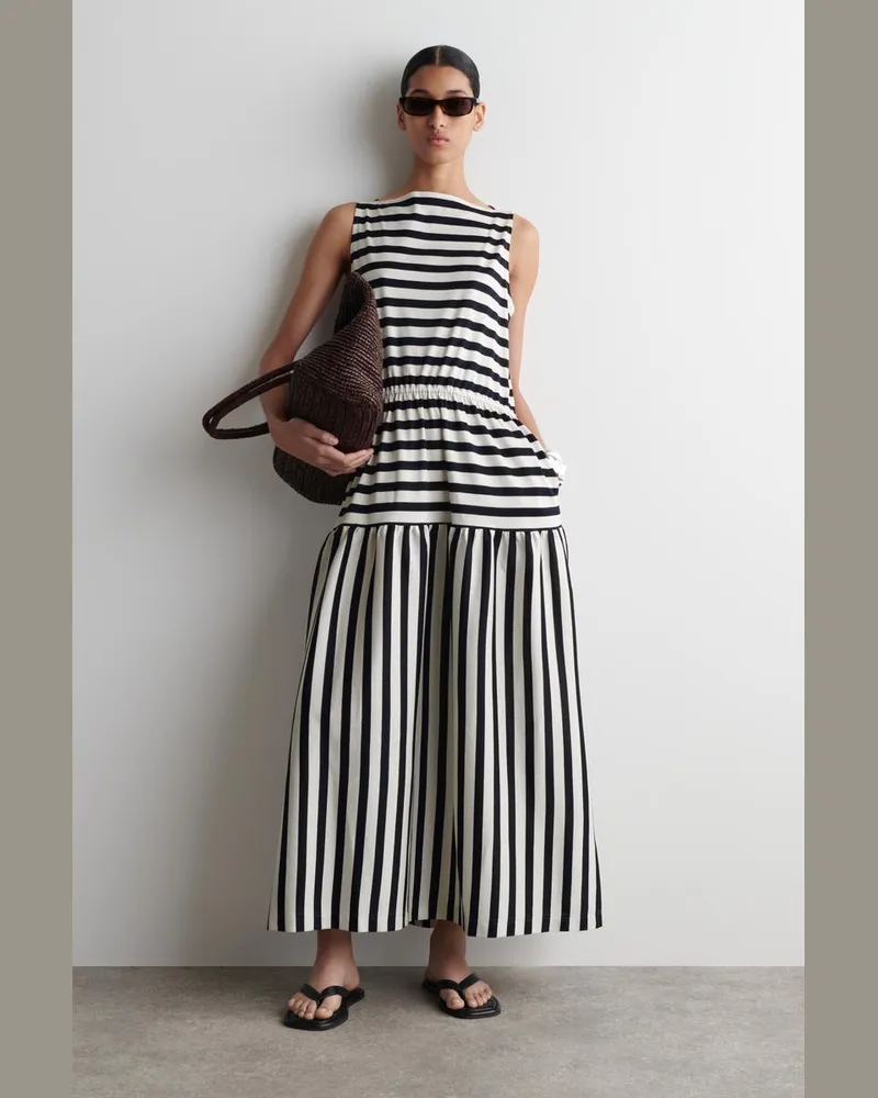 COS Midikleid Mit U-Boot-Ausschnitt Und Raffungen Blau