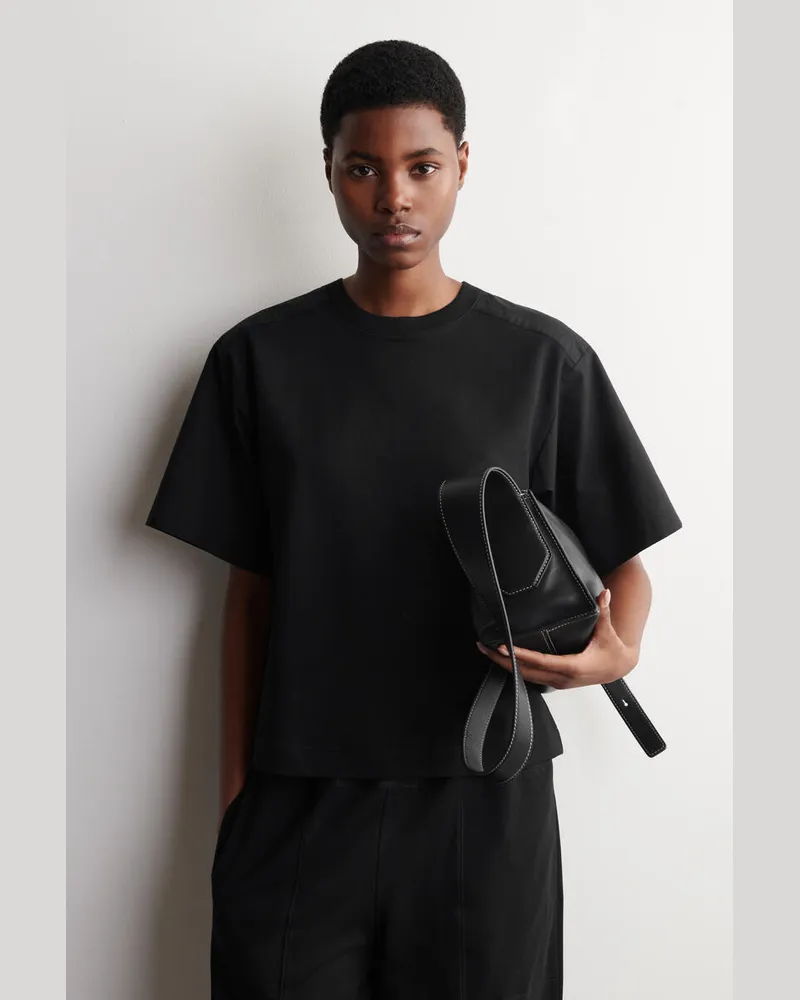 COS T-Shirt Aus Jersey Mit Popeline Schwarz
