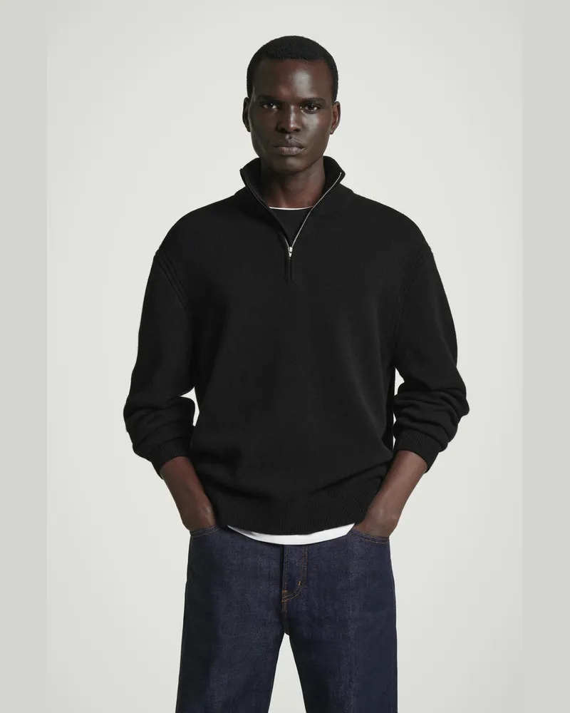 COS Kaschmirpullover Mit Reissverschluss Schwarz
