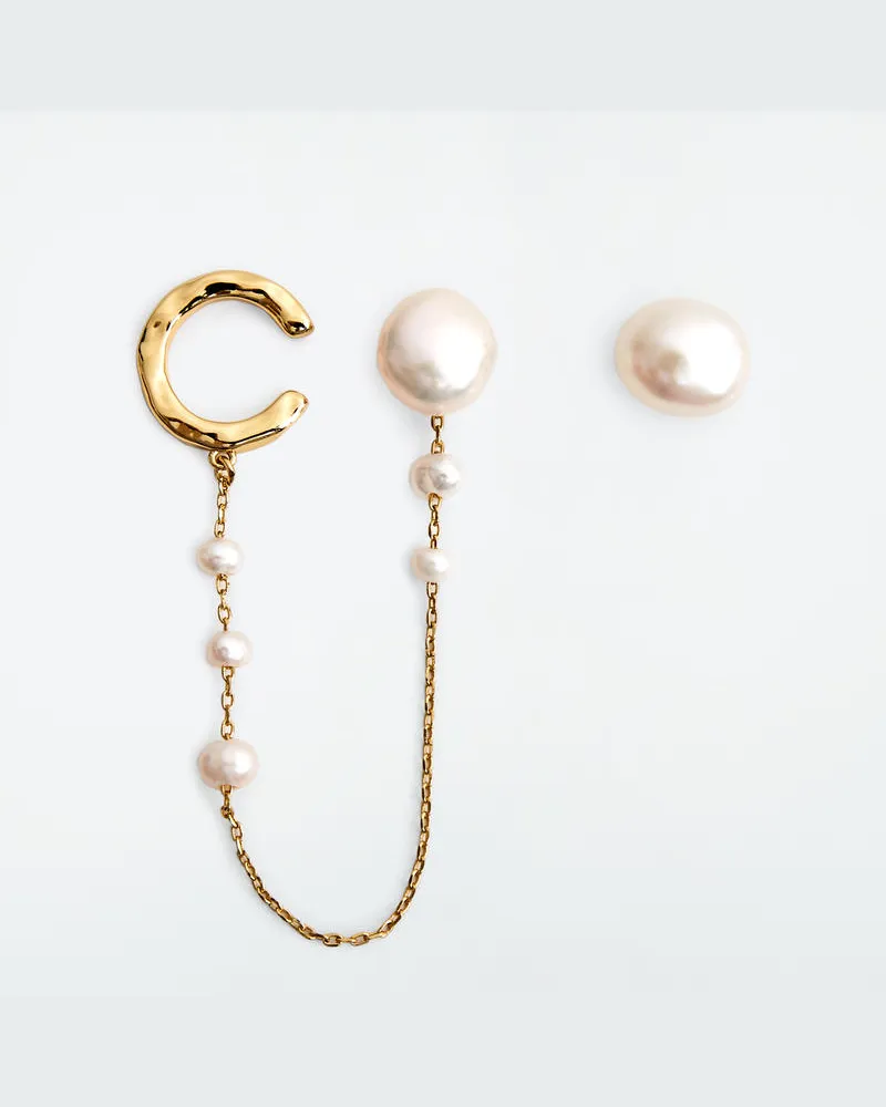 COS Ungleiche Ohrringe Mit Süsswasserperlen Goldfarben