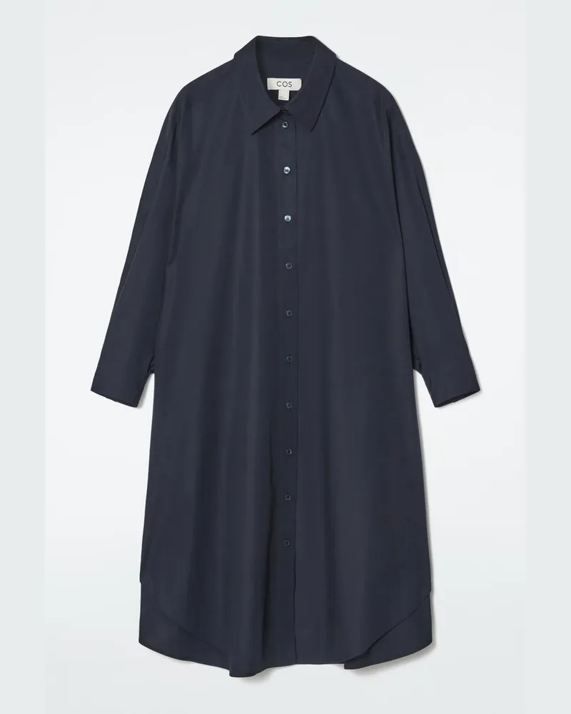 COS Drapiertes Oversized-Hemdkleid Blau