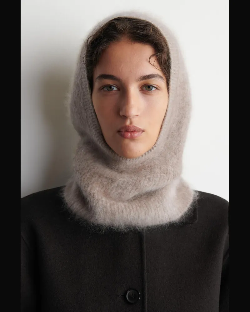 COS Kapuzeneinsatz Aus Gebürstetem Kaschmir Beige