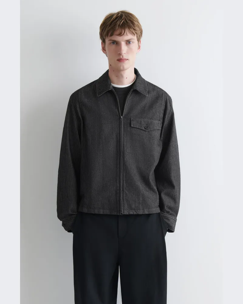 COS Hemdjacke Aus Denim Mit Nadelstreifen Schwarz