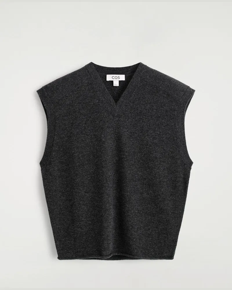 COS Strickpullunder Aus Merinowolle Mit V-Ausschnitt Grau