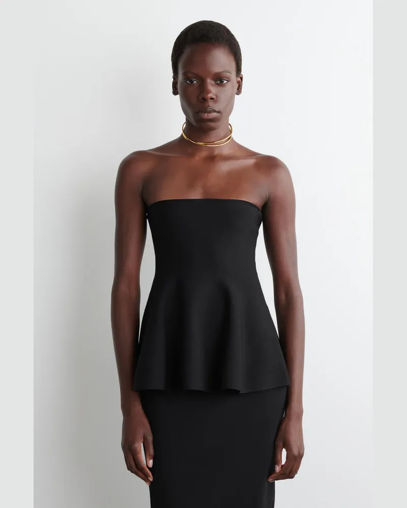 COS Strickoberteil Mit Schösschen Schwarz