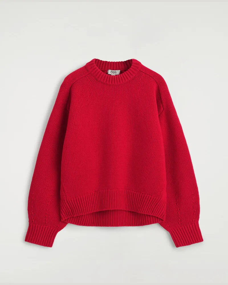 COS Wollpullover Mit Rundhalsausschnitt Rot