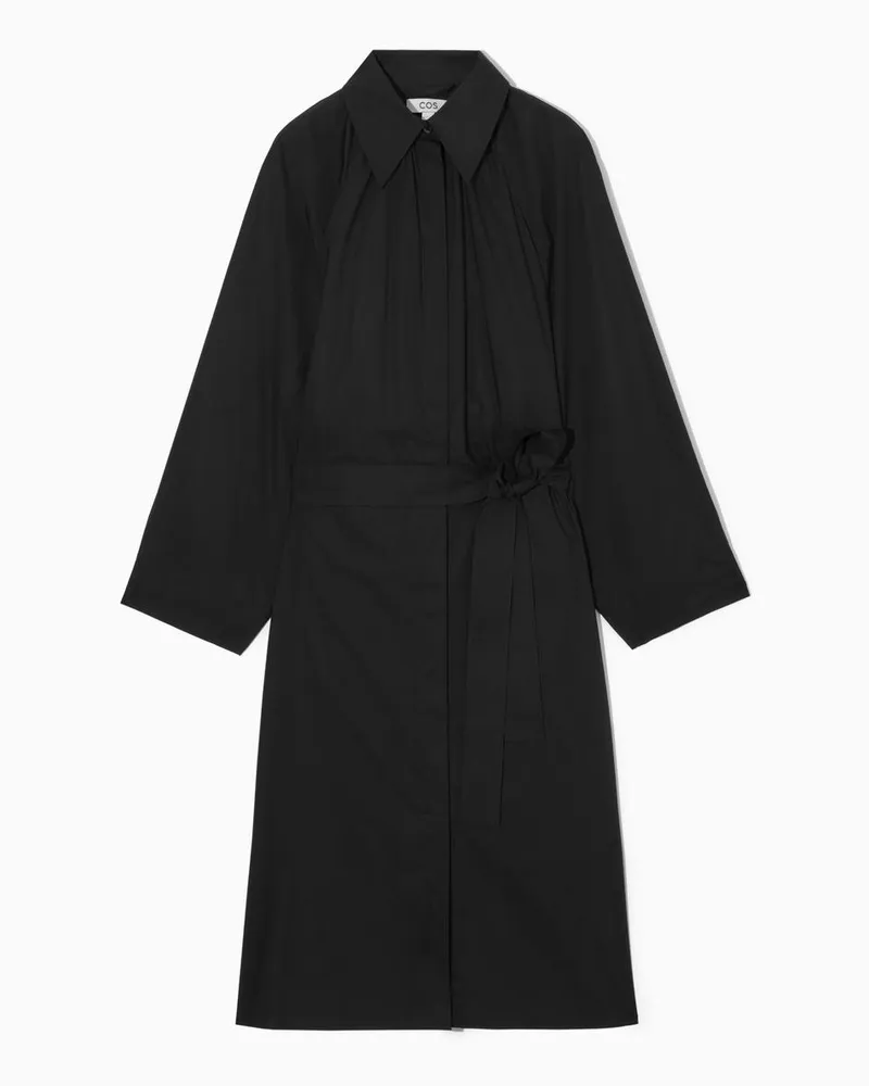 COS Voluminöses Midi-Hemdkleid Mit Gürtel Schwarz
