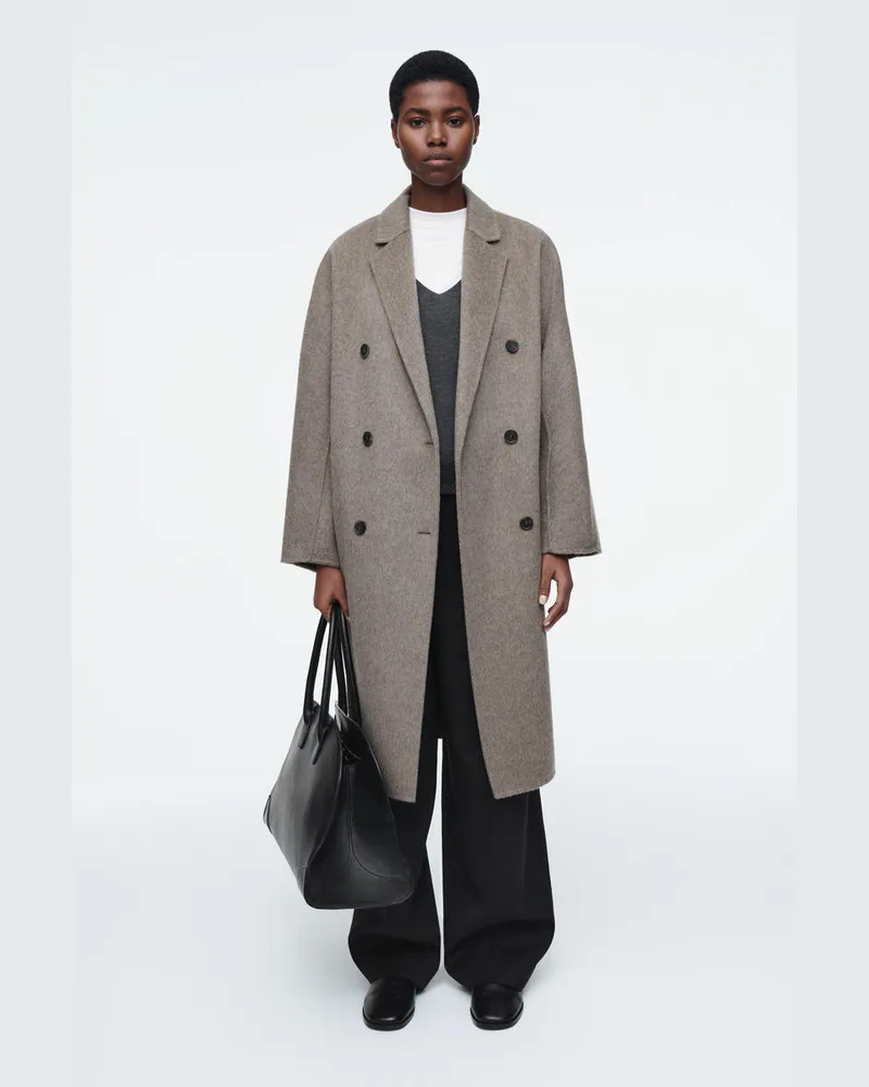 COS Zweireihiger Oversized-Wollmantel Beige