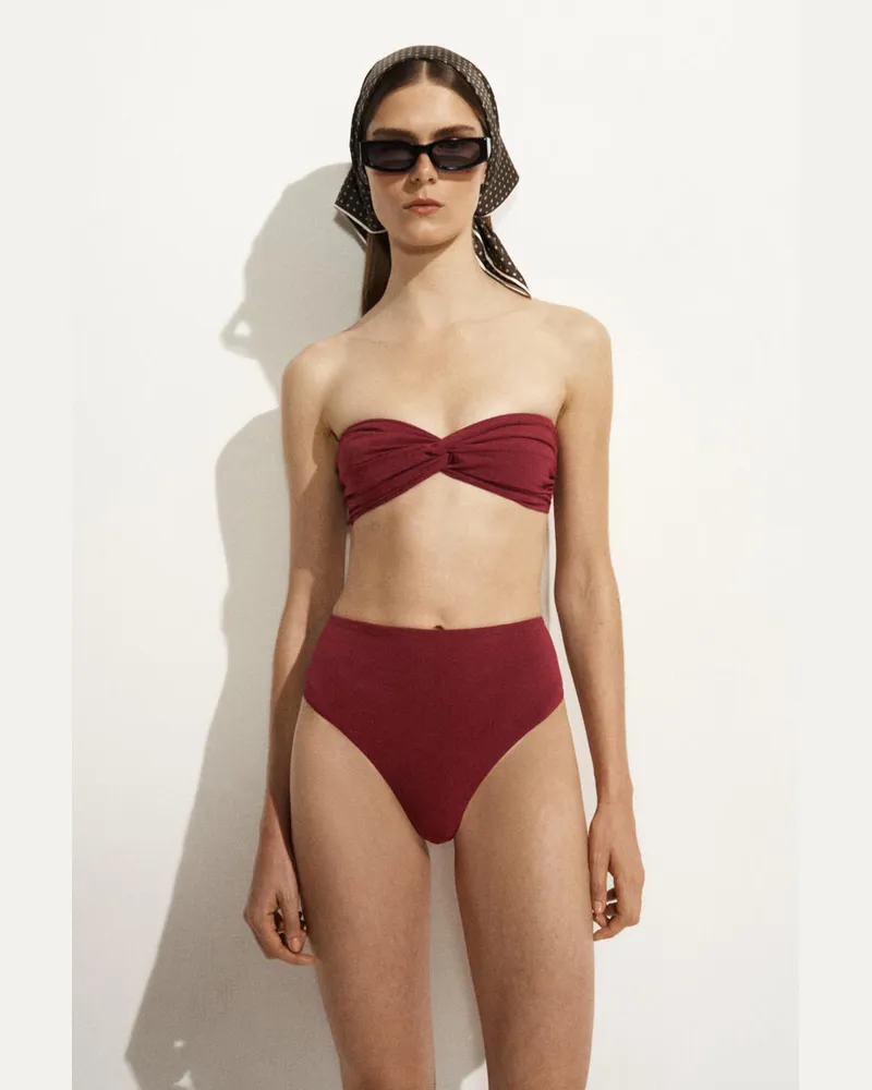COS Strukturierte Bikinihose Mit Hohem Bund Rot