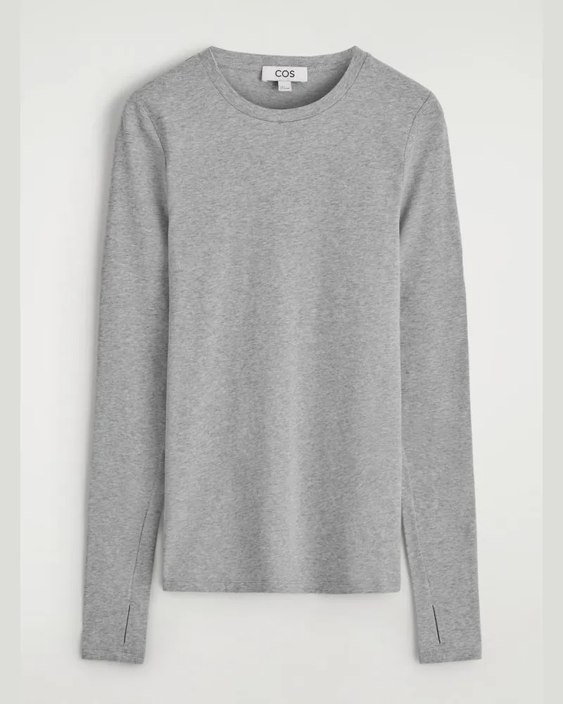 COS Schmales Leichtes Langarmshirt Grau