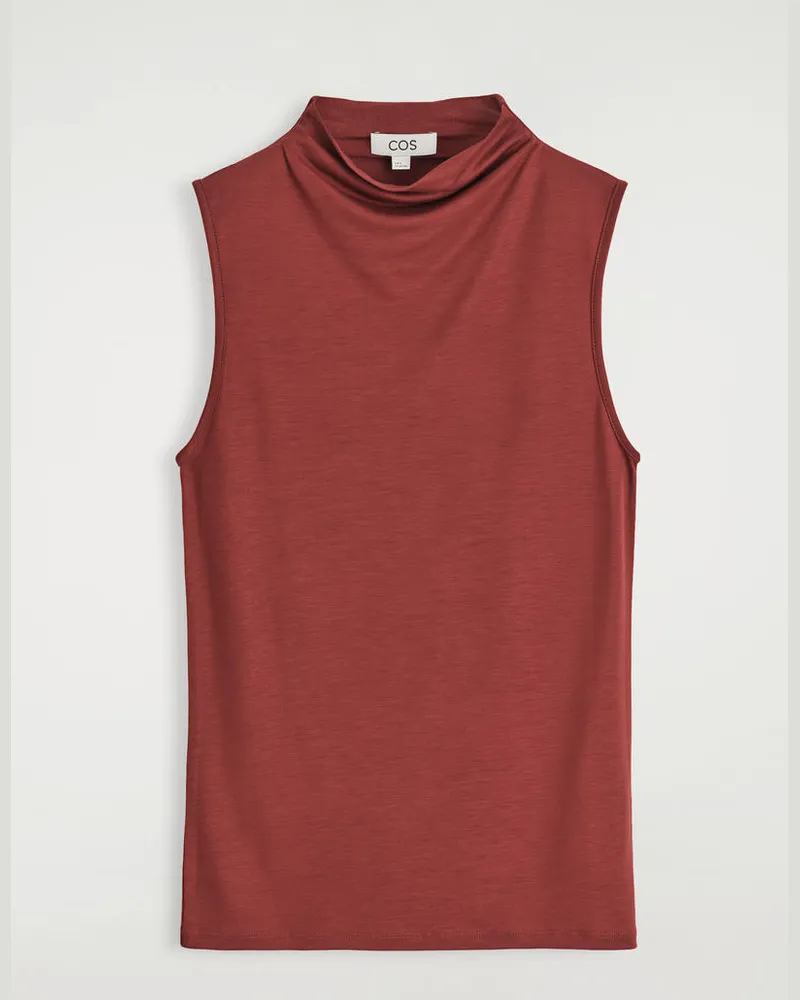 COS Drapiertes Tanktop Mit Rollkragen Rot
