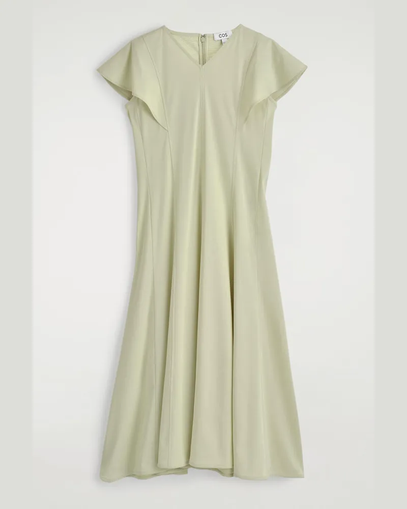 COS Midikleid Aus Baumwolle Mit Blütenärmeln Grün