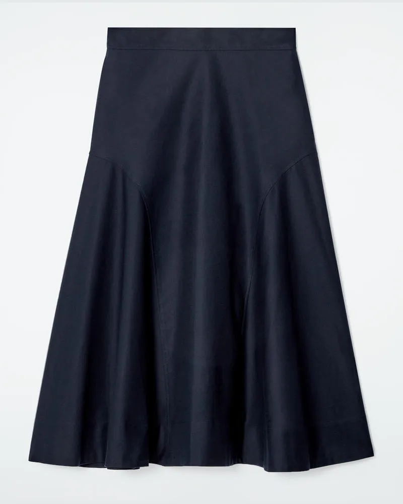COS Abgerundeter Midirock Blau