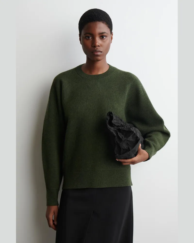 COS Abgerundeter Pullover Aus Doubleface-Wolle Grün