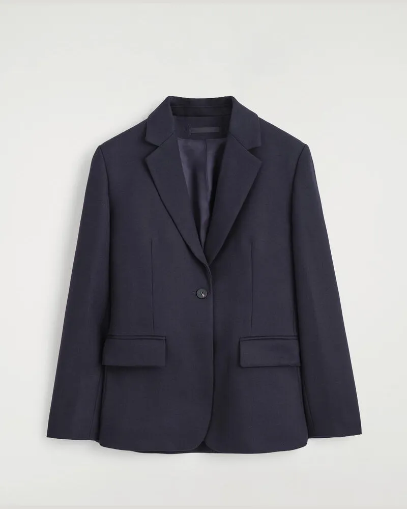 COS Einreihiger Wollblazer Blau