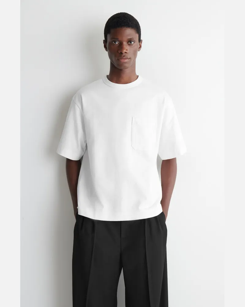 COS Gewichtiges Oversized-T-Shirt Weiß