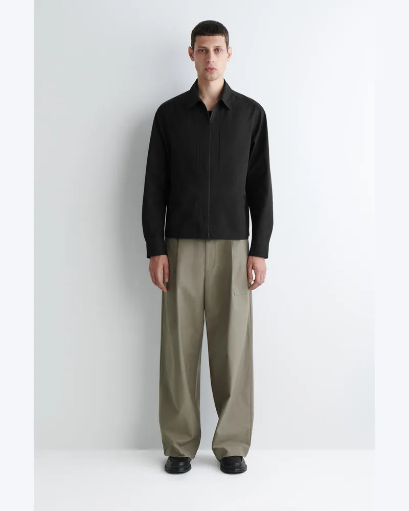 COS Hemdjacke Aus Baumwolle Mit Reissverschluss Schwarz