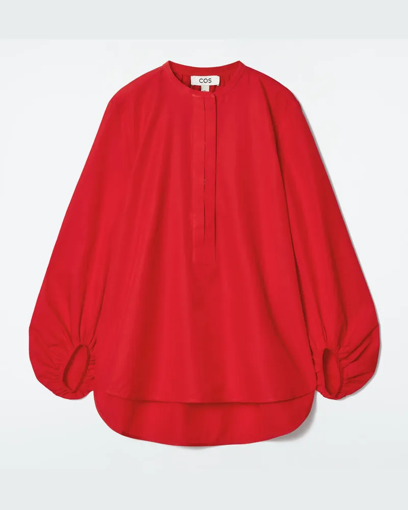 COS Seidenbluse Mit Ballonärmeln Rot