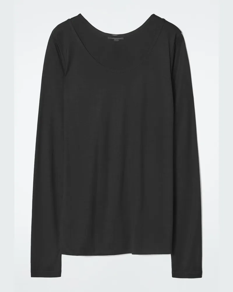 COS Langarmshirt Mit Tiefem Ausschnitt Schwarz