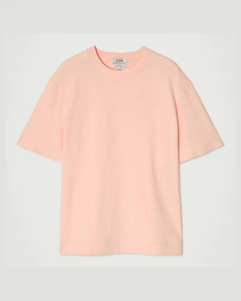 COS Lockeres T-Shirt Aus Baumwoll-Leinen-Mix Orange