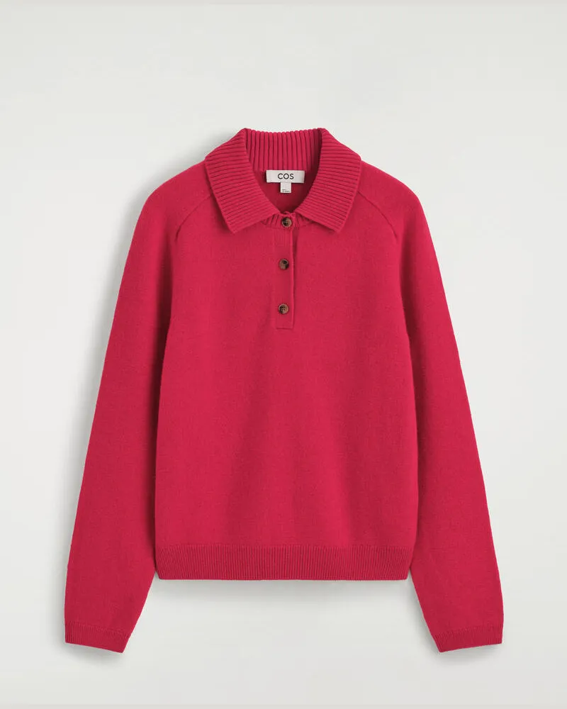 COS Poloshirt Aus Merinowolle Rot