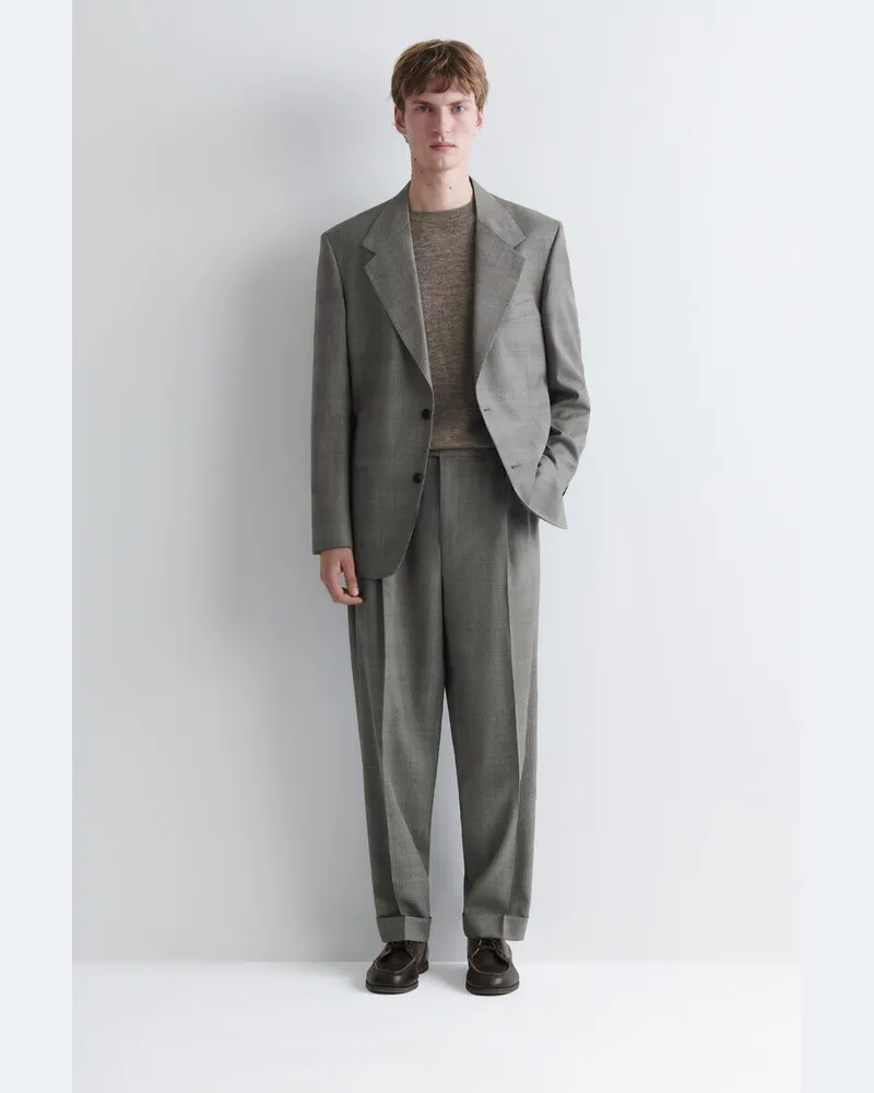 COS Karierte Wollhose Mit Schmal Zulaufendem Bein Beige