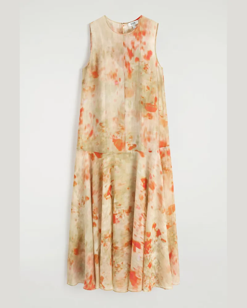 COS Durchscheinendes Maxikleid Mit Floralem Print Rosa