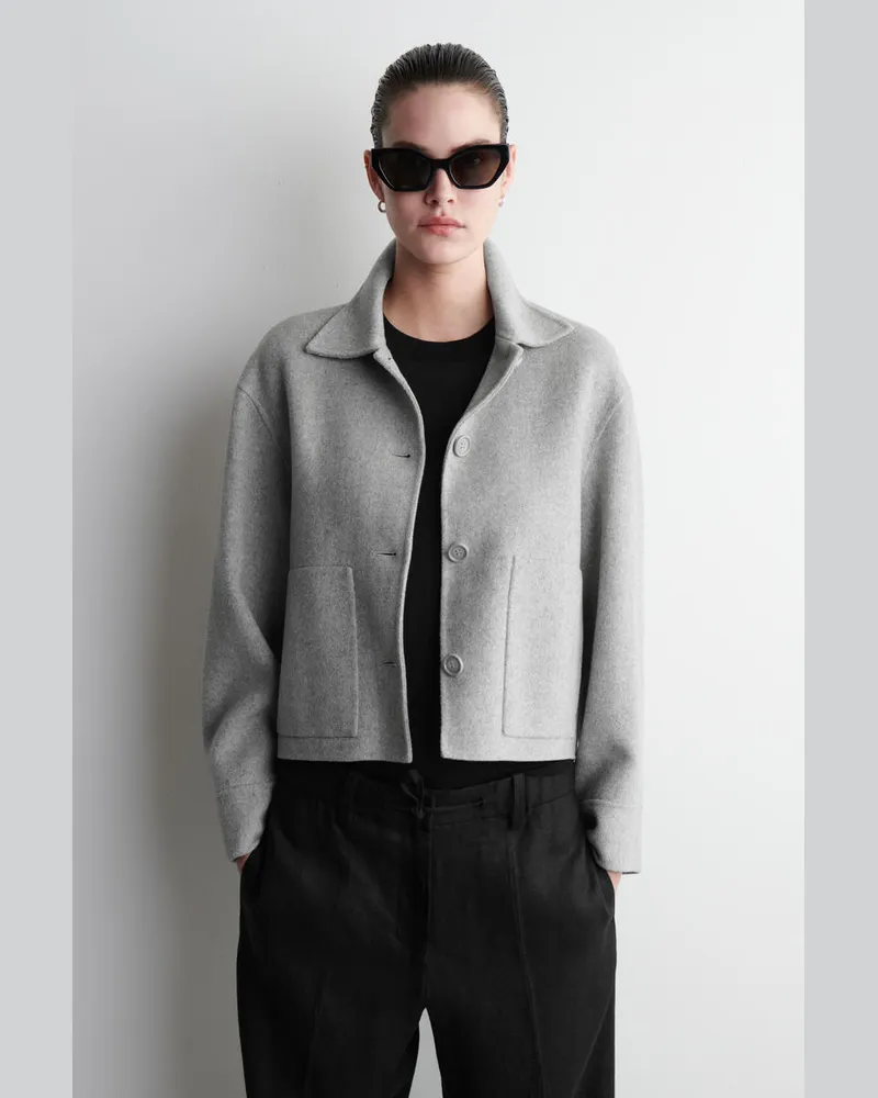 COS Kastenförmige Wolljacke Aus Doubleface-Material Grau